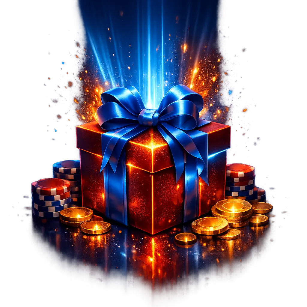 Luxurious treasure chest emitting golden glow symbolizing premium casino bonus at Vulkan Vegas Casino.