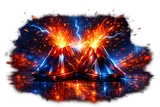 Glossy 3D render of Vulkan Casino brand concept, depicting dynamic mid-motion action with deep shadows and bright highlights,